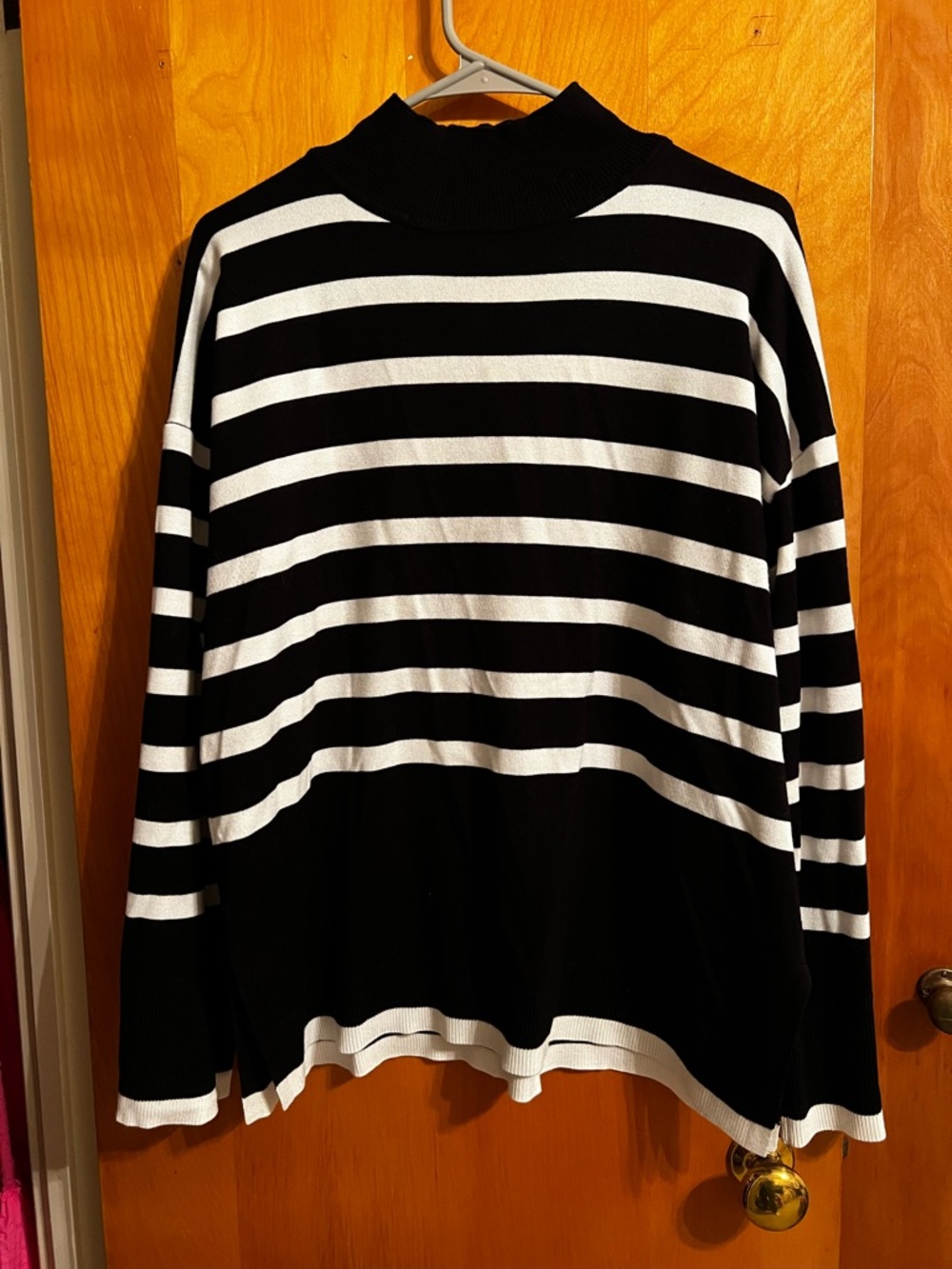 Light Black & White Striped Women’s Long Sleeve Sweater